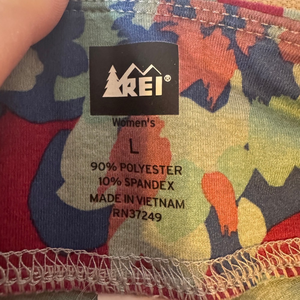 REI Women Large Floral Active Skirt Blue Pink Green Stretch A-Line Hiking Pocket - Picture 7 of 7